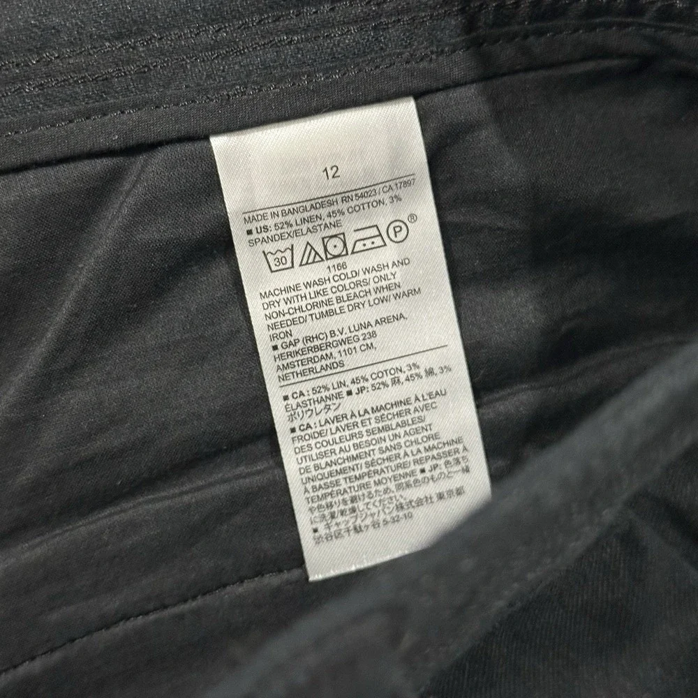 Banana Republic Dress Pants Women 12 Flare Leg Black Y2K Formal Vtg Linen Blend